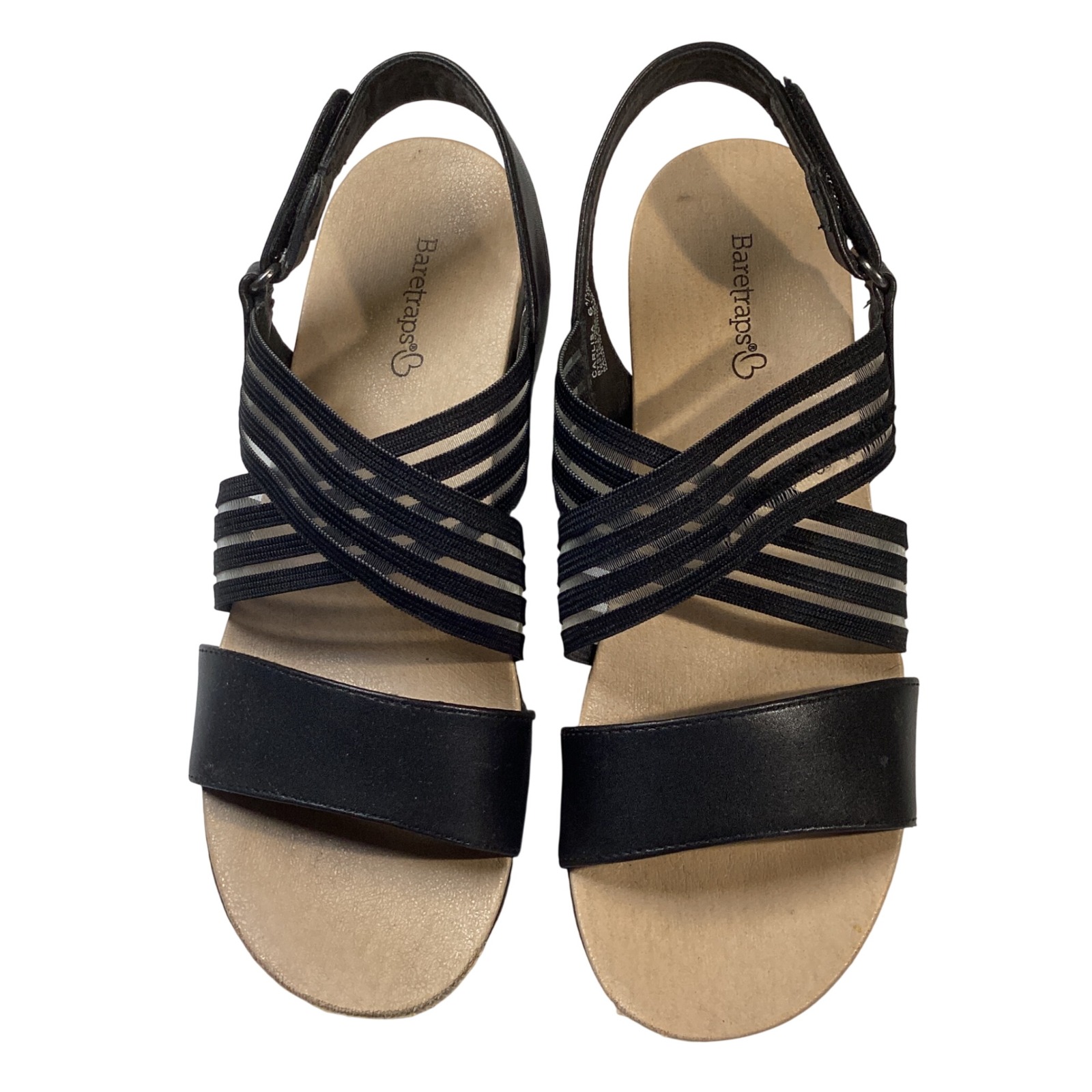 Baretraps Womens Carlisa Sandal Size 6.5 Black Wedge Elastic Strappy